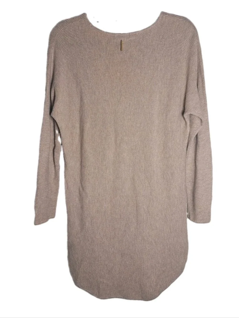 Michael Kors Waffle Knit Tan Beige Casual Tunic Sweater W High Low Hem Size M